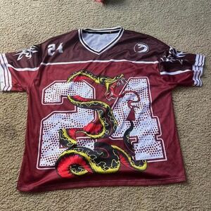 Custom red and white Kobe snake jersey